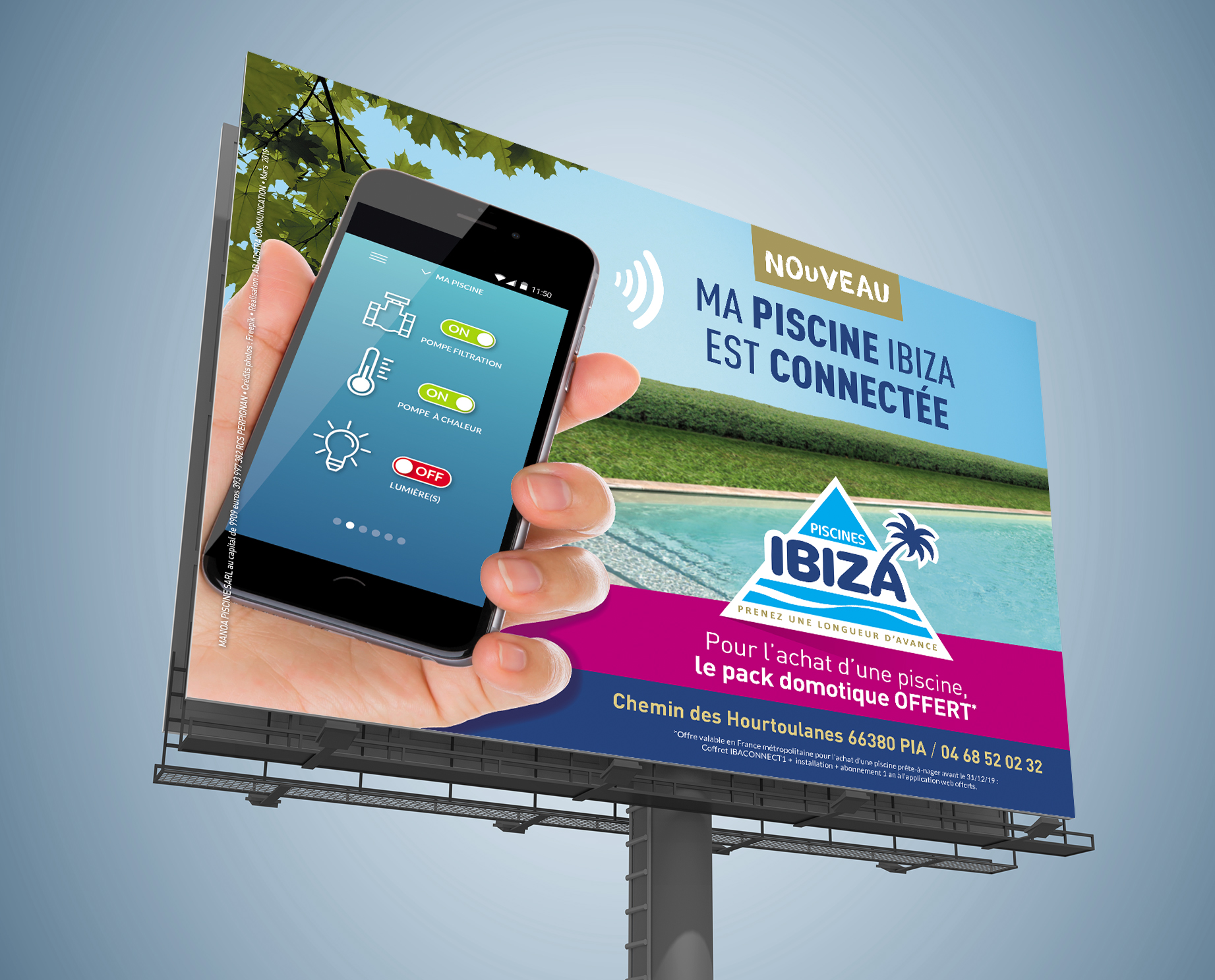 Affiche Piscine connectée Ibiza 4x3